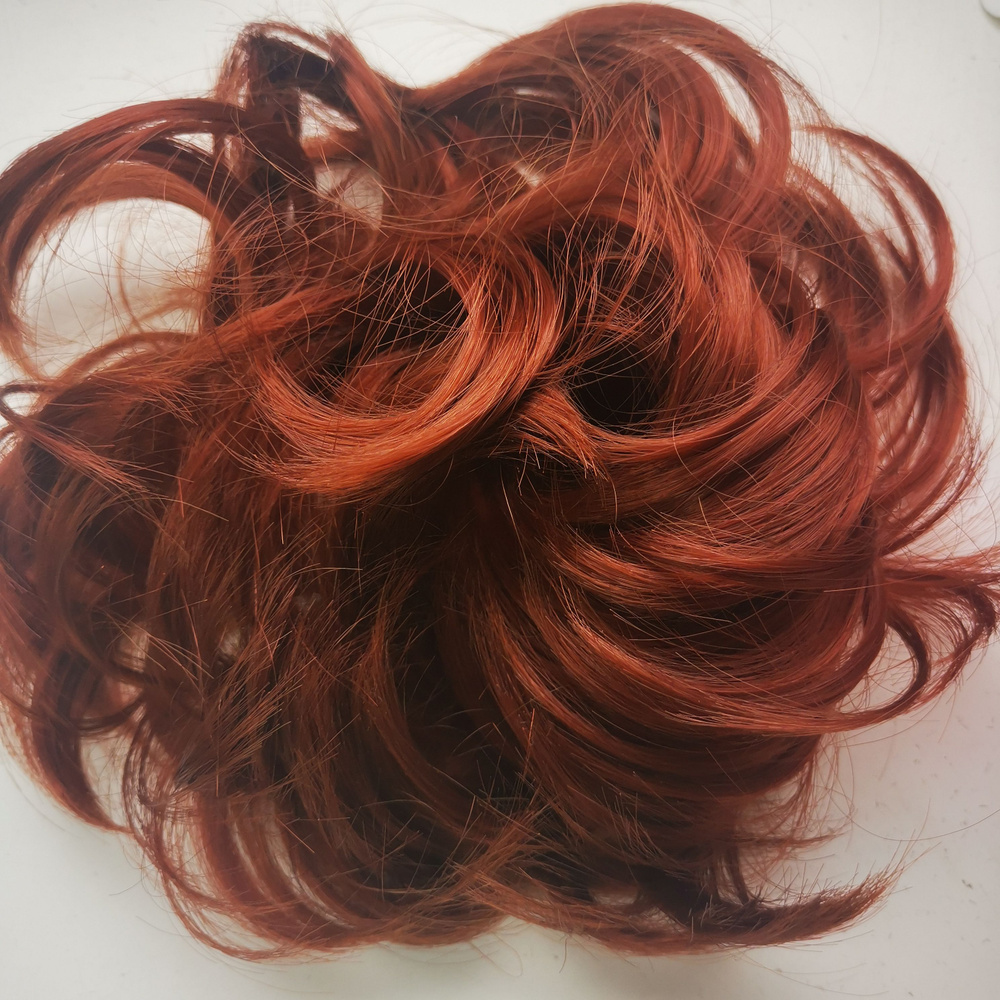 Резинка шиньон из волос двойной объем цвет темно красный  #1