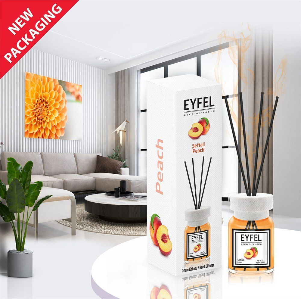 EYFEL PERFUME Диффузор Персик, 120 мл, ароматический диффузор для дома с палочками  #1