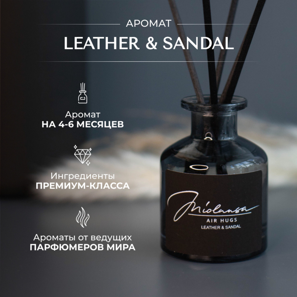 Ароматический диффузор для дома MIOLANSA Кожа & Сандал (Leather & Sandal), 50 мл  #1