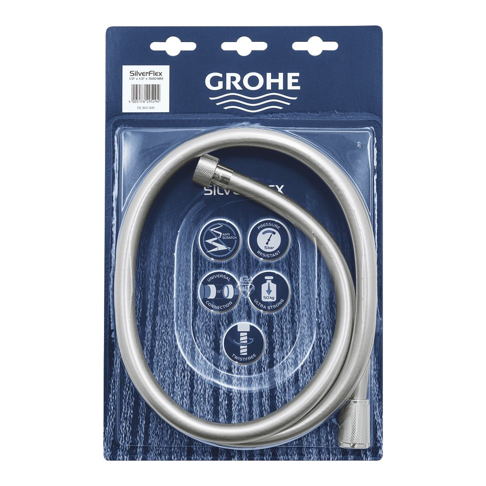 Шланг душевой Grohe SilverFlex1/2-1/2 1500 мм (28 364 000) #1