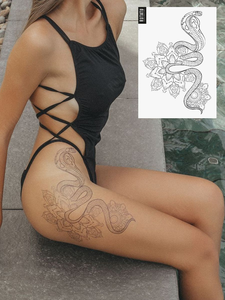 RUTATU Временная переводная татуировка Змея и Мандала #1