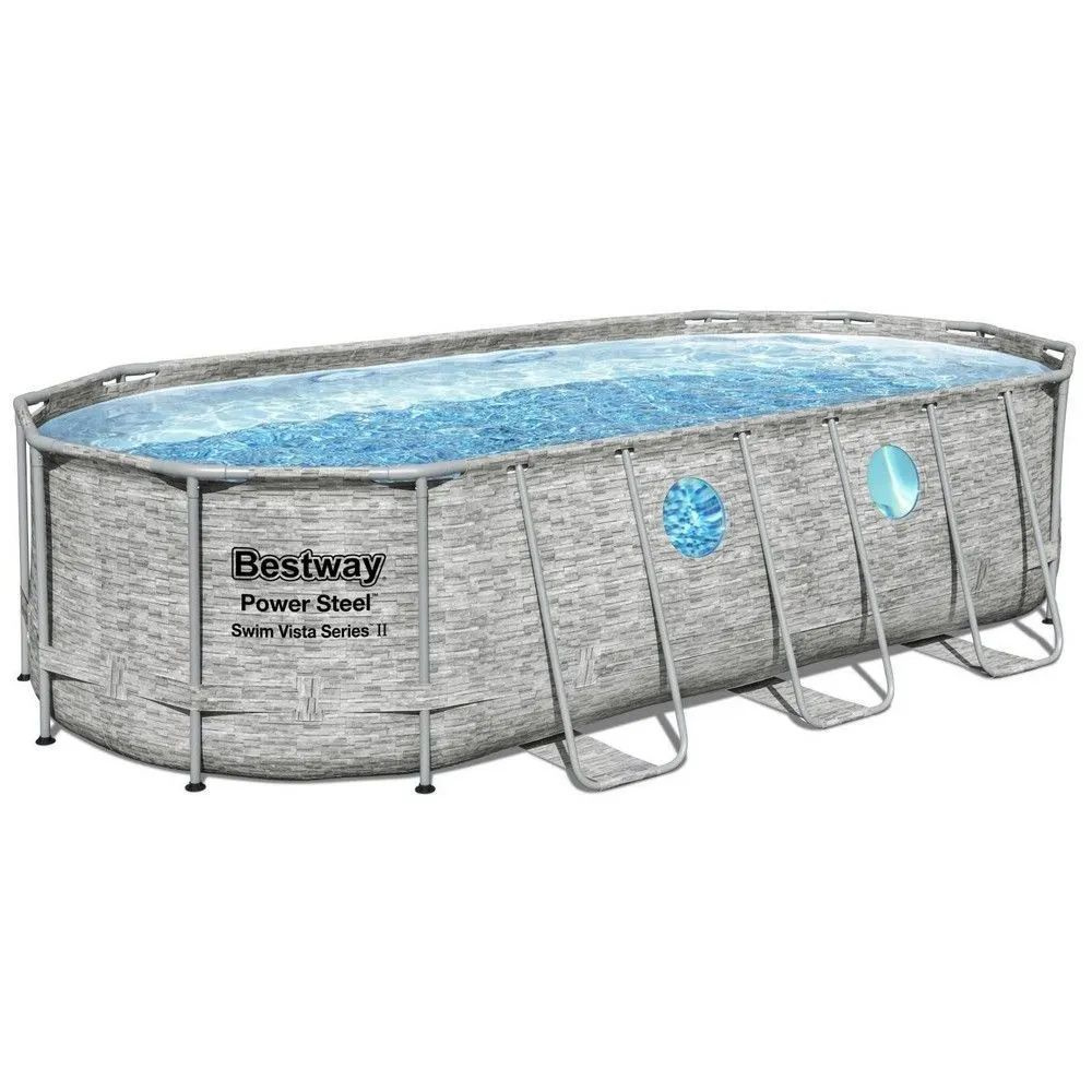 Каркасный бассейн 549х274х122 см,13430 л, Bestway 56716 Steel Swim Vista (серый камень)  #1