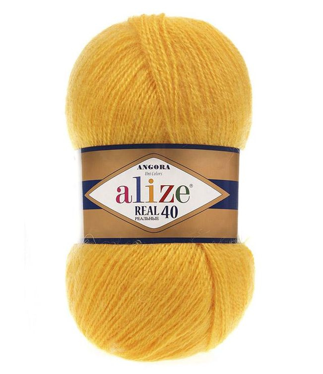 Пряжа ALIZE ANGORA REAL 40 (216-желтый) 3 мотка #1