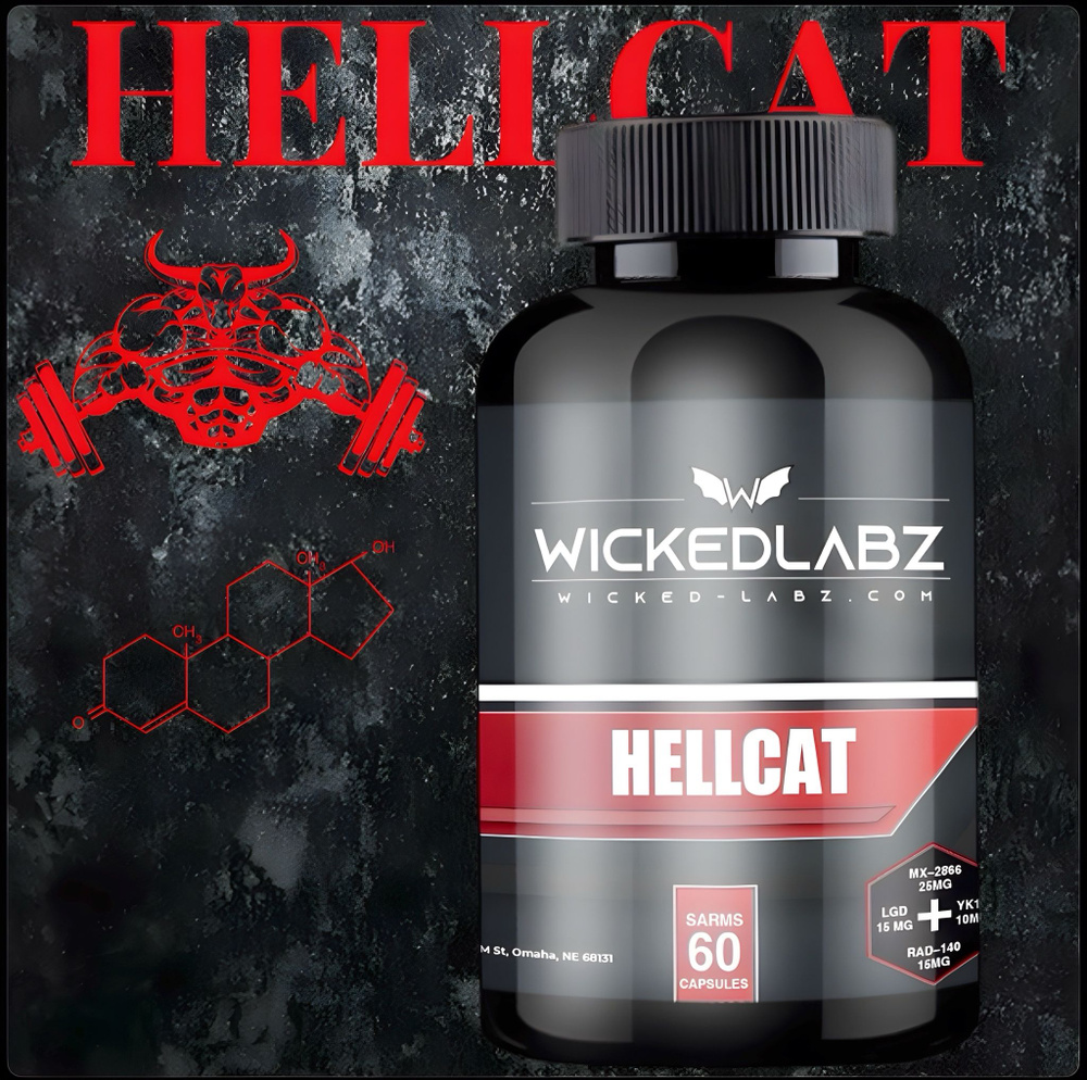 Hellcat Wicked Labz 60 капсул MIX (MX-2866+YK-11+LGD-4033+RAD-140), препарат для роста массы и силы, #1