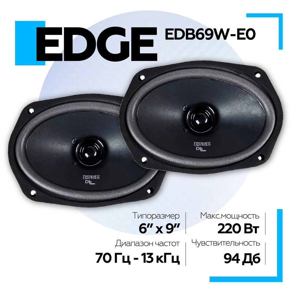 Автомобильные колонки EDGE EDB69W-E0 (6х9" 2шт.), широкополосные динамики (овалы), акустика в машину #1