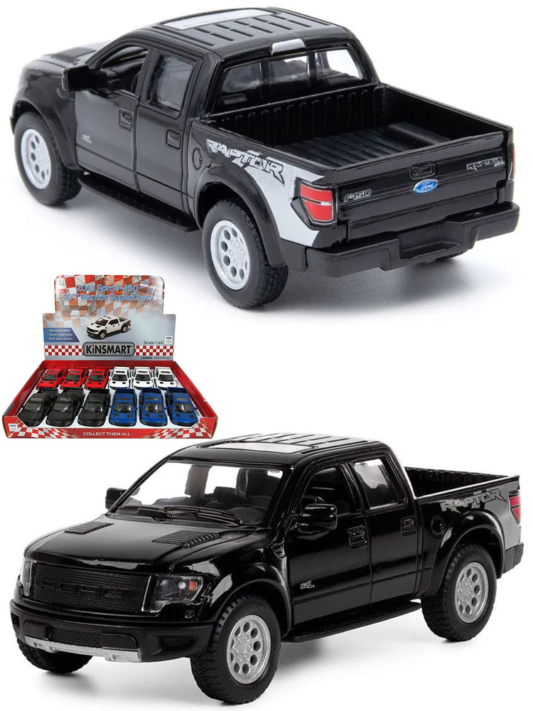 Машинка металлическая Kinsmart 1:46 2013 Ford F-150 SVT Raptor SuperCrew KT5365D инерционная / Черный #1