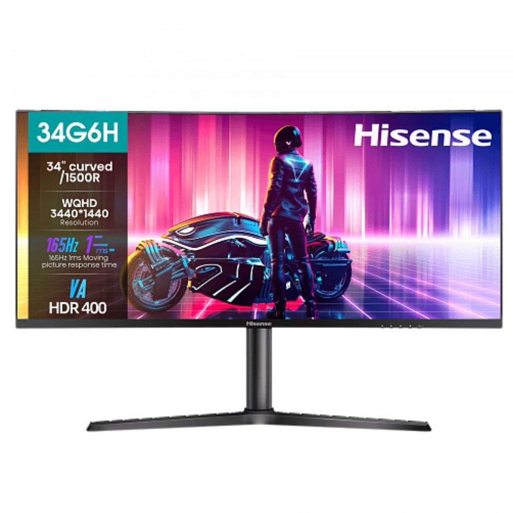 Hisense 34" Монитор 34G6H 34 дюйма, изогнутый экран 1500R, технология AMD Freesync Premium, 165 Гц, поворотная #1