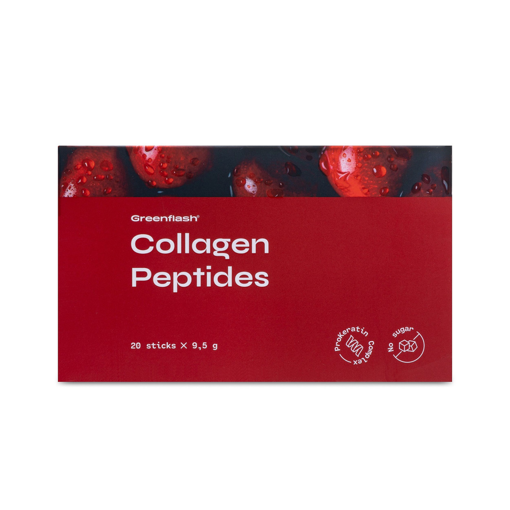 Collagen Peptides Коллаген Пептидс Greenflash (Гринфлеш) со вкусом вишни, 20 стиков по 9,5 г.  #1