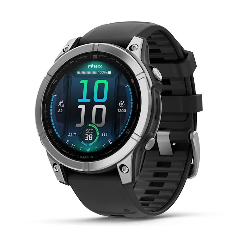 Garmin fenix E AMOLED-дисплей, из нержавеющей стали, с черным силиконовым ремешком (010-03025-00)  #1