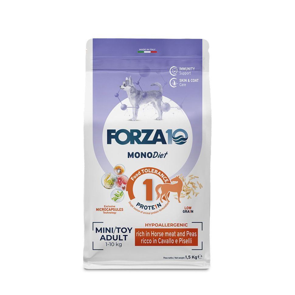 Forza10 Mini Diet Cavallo con Piselli сухой гипоаллергенный корм для взрослых собак мелких пород с кониной #1