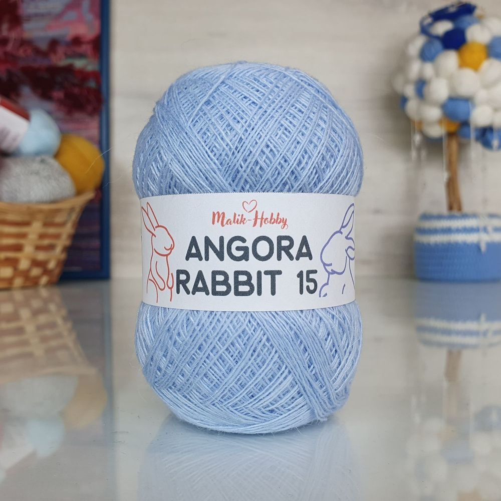 Пряжа Angora Rabbit 15 - 018 (нежно-голубой) 1 моток Malik-hobby, (15% ангора, 5% шерсть, 30% вискоза, #1