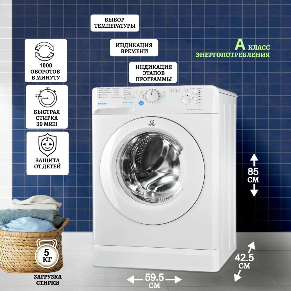 Стиральная машина Indesit Innex BWSB 51051 класс: A загр.фронтальная макс.:5кг белый  #1