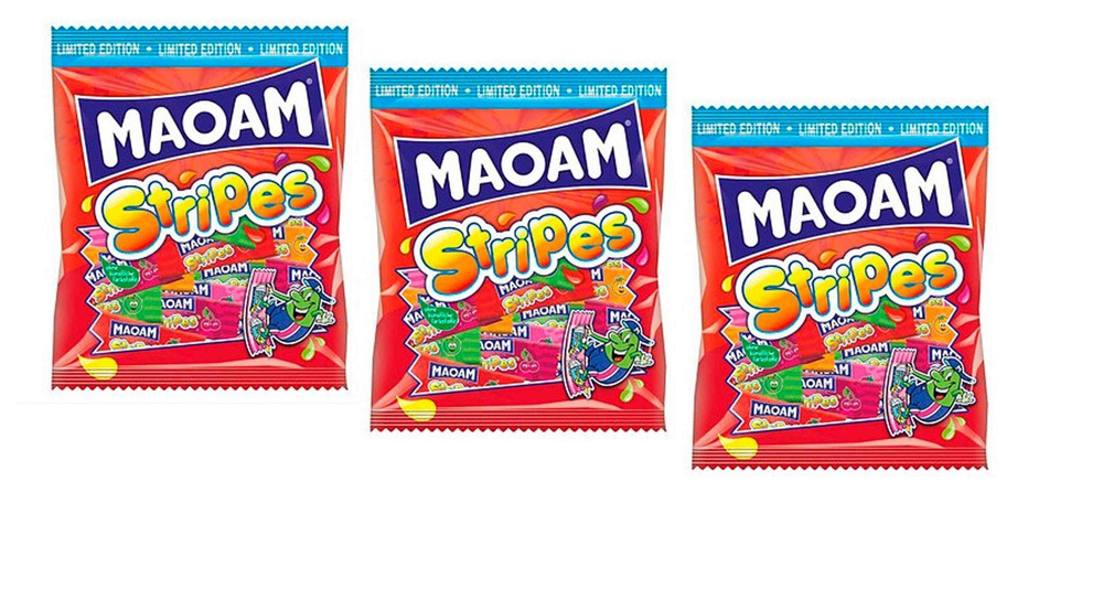 Жевательные конфеты Haribo Maoam Stripes, (Полоски), ( 3 уп. 175 гр.), Германия  #1