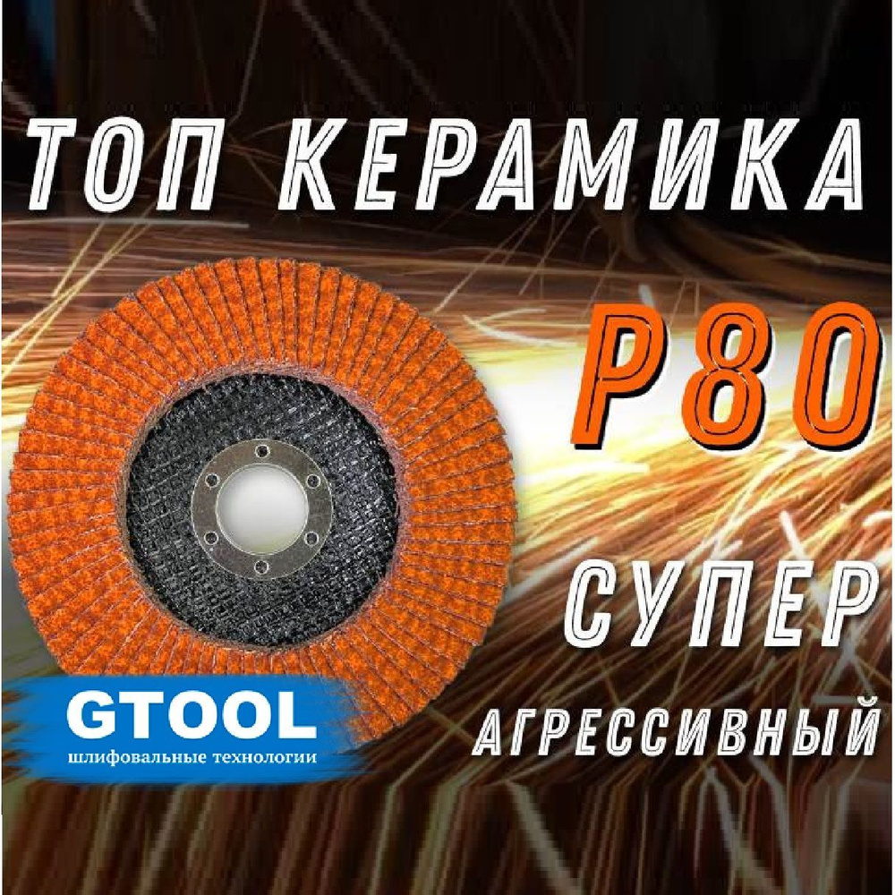 GTOOL Диск шлифовальный 125 x 10 x 22.23; 72  зуб.; P80 #1