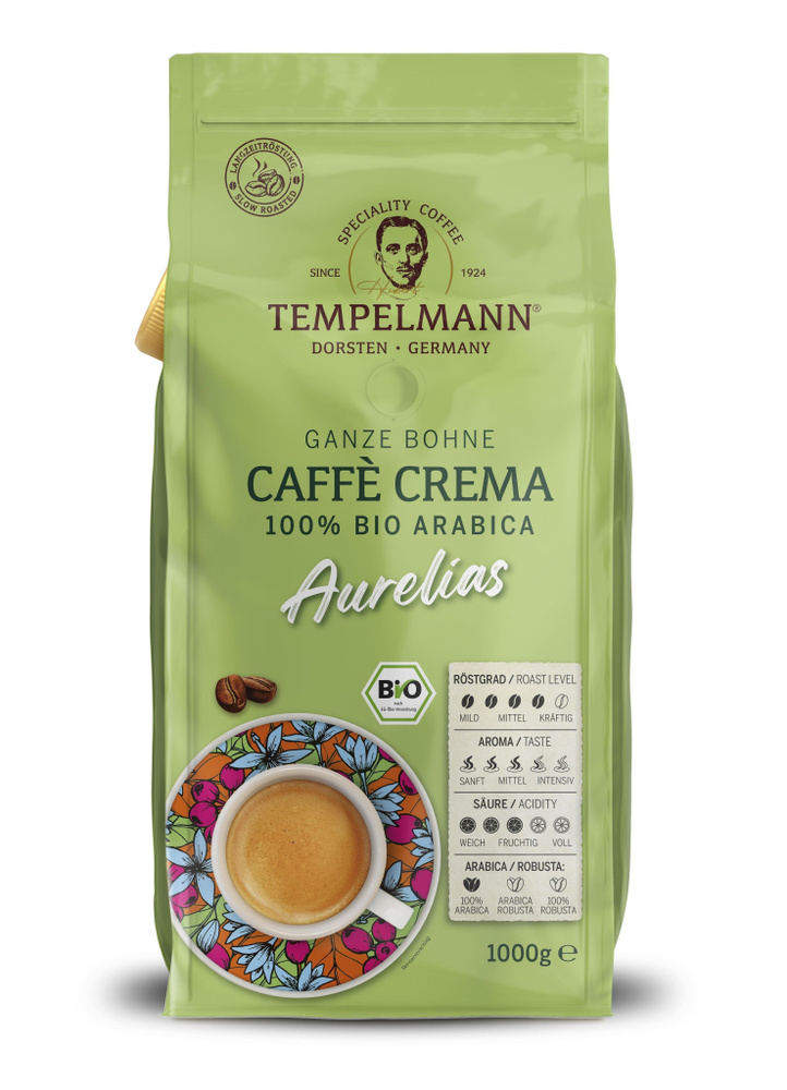 Кофе в зернах Tеmpelmann Caffe Crema Aurelias 1 кг #1