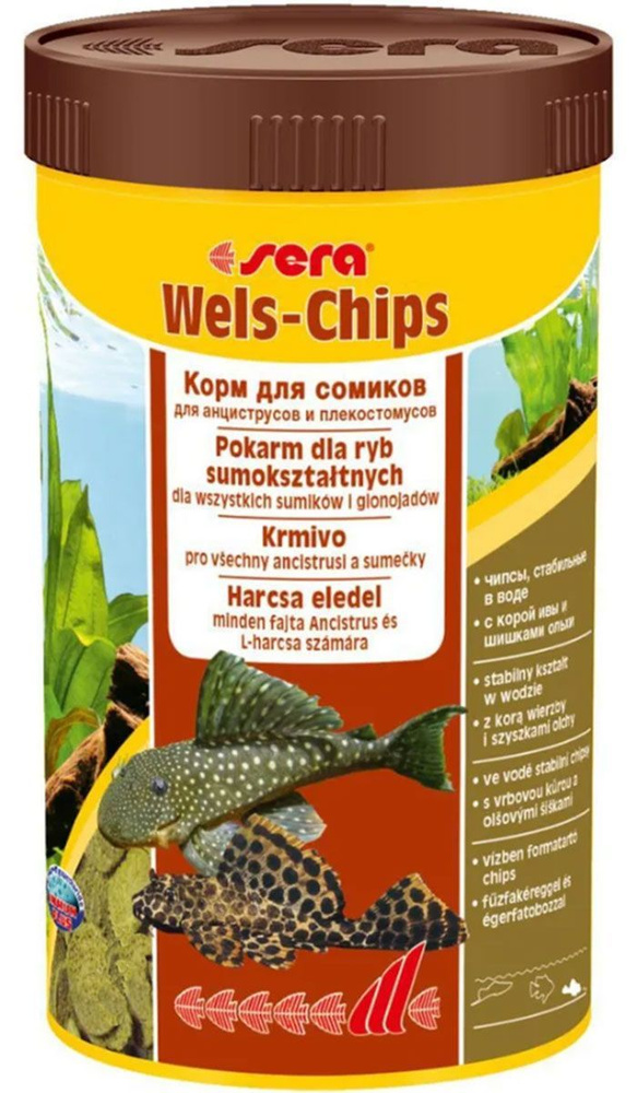 Чипсы SERA WELS CHIPS корм чипсы для сомов прилипал (250 мл х 2 шт)  #1