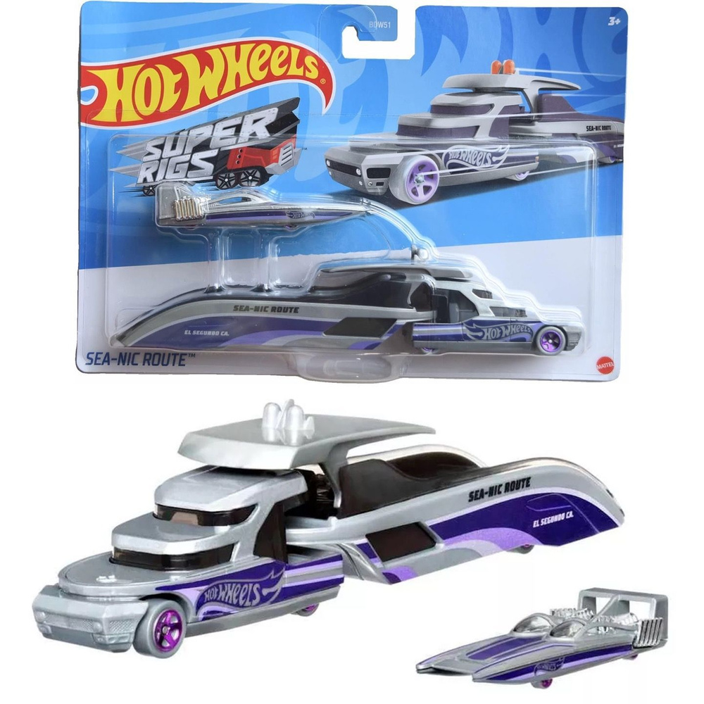 HDT09 Hot Wheels набор машинка металлическая Super Rigs Sea-Nic Route грузовик и машинка коллекционная #1