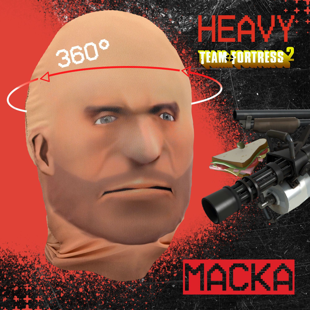 Карнавальная тканевая маска НА ЛИЦО Heavy (Team Fortress 2) #1