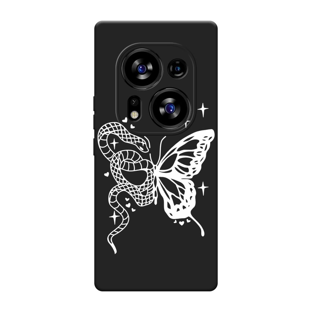 Матовый силиконовый чехол на Tecno Phantom X2/X2 Pro / Текно Фантом X2/X2 Про "Змеебабочка минимализм #1