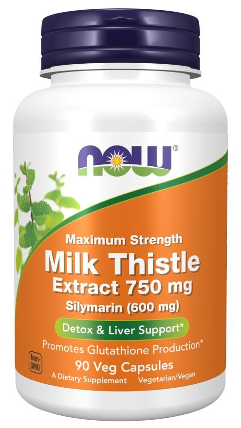 Экстракт расторопши 750 мг 90 vcaps, Now Milk Thistle Extract SILYMARIN, Укрепляет функции печени, Улучшает #1