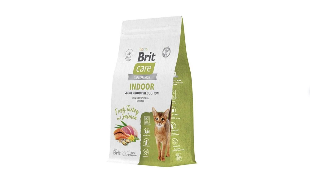 BRIT CARE, Сухой корм с инд. и лососем д/взр.кош "Cat Indoor Stool Odour Reduction", 7 кг  #1