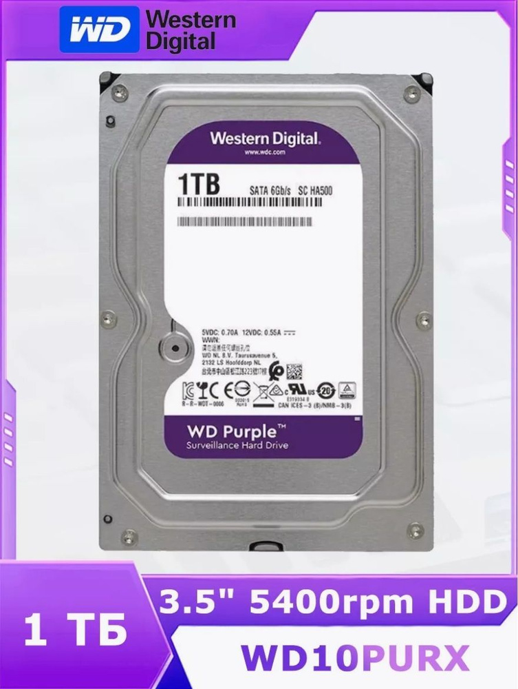 Western Digital 1 ТБ Внутренний жесткий диск WD10PURX (WD10PURX)  #1