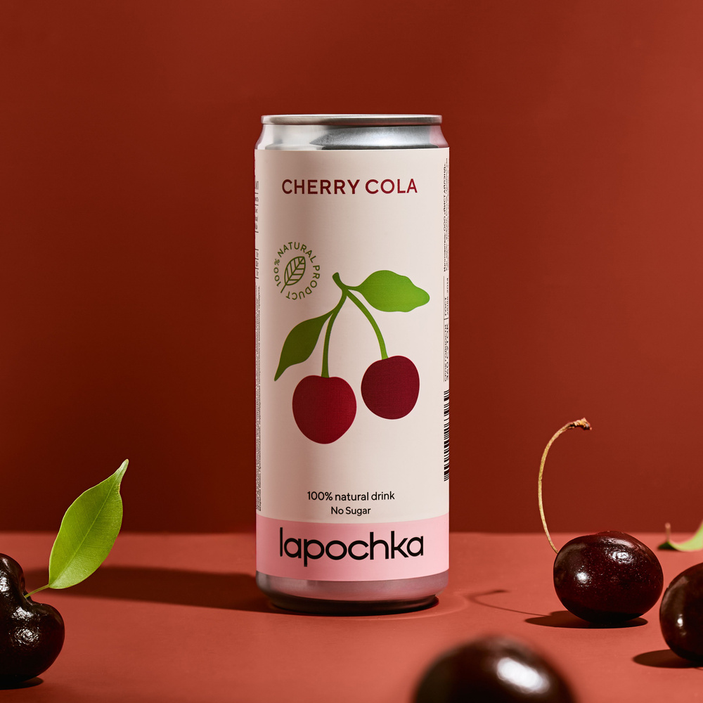 Натуральная вишневая кола без сахара LAPOCHKA Cherry Cola 20 x 0,33 л  #1