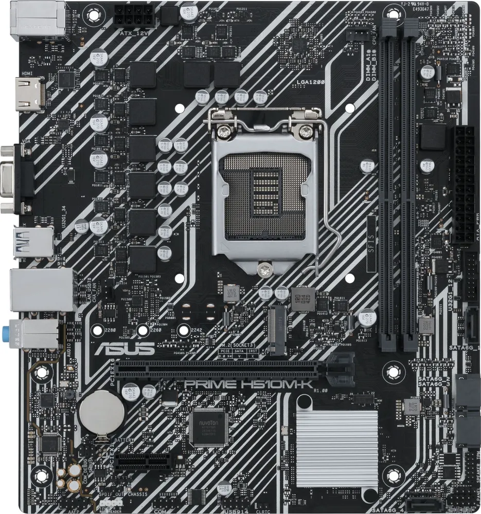 ASUS 90MB1E80-M0EAY0 Материнская плата PRIME H510M-K R2.0, LGA 1200, Intel H470, 2xDDR4, 4xSATA, 1xM.2, 1xPCIe 4.0 x16, 1x 1Gb LAN, 2xUSB-A 3.2 Gen 1, 2xUSB 2.0, 1xHDMI, 1xVGA, 3x3.5 мм, 7.1, mATX