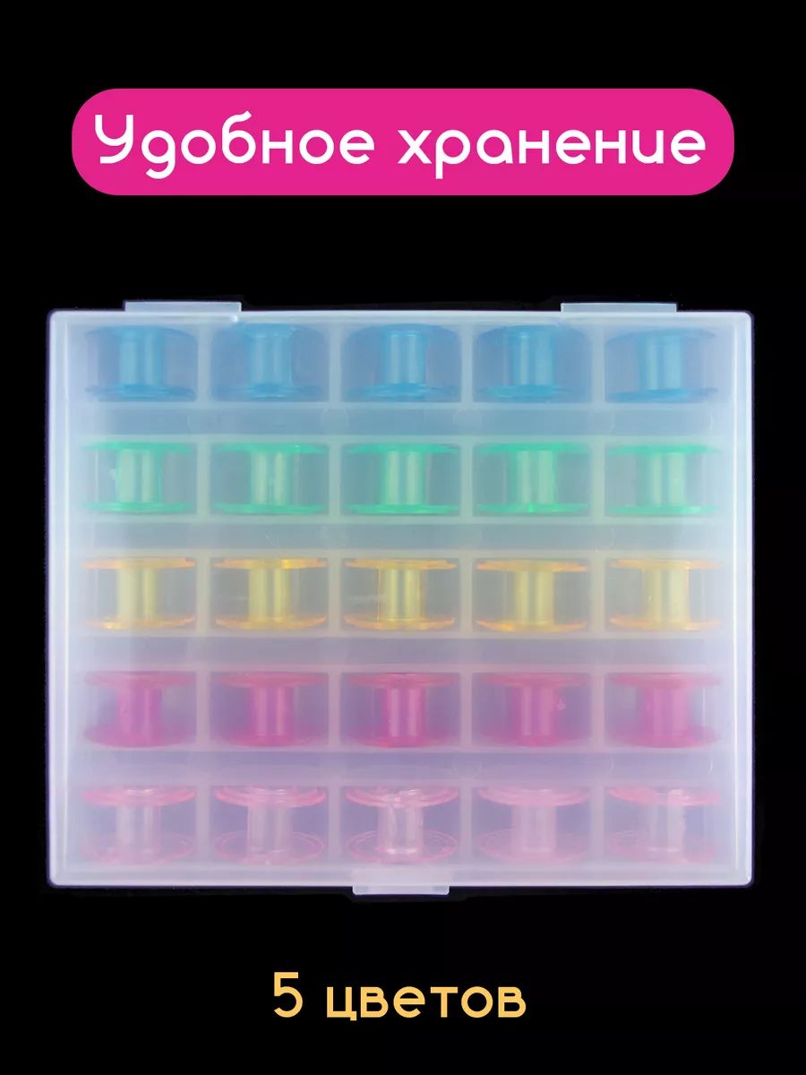 Шпулькидляшвейныхмашин.Набориз25штуксорганайзером.