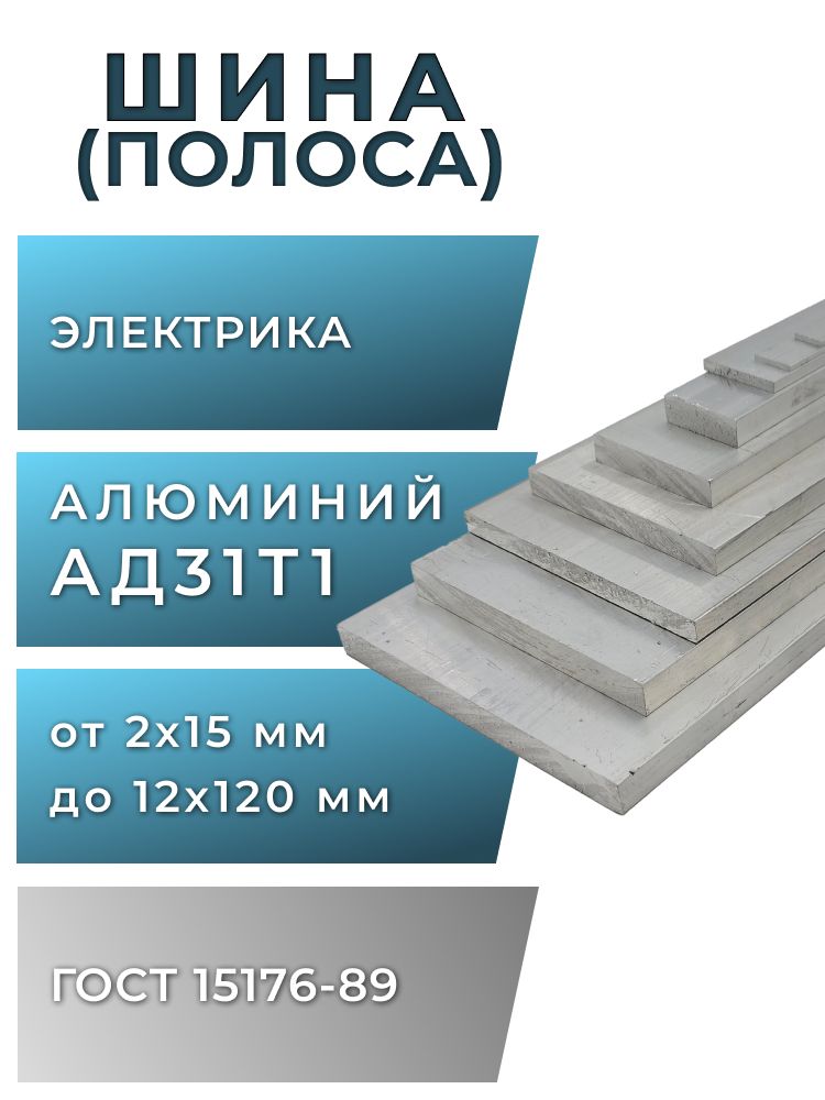ШинаалюминиеваяАД31толщина2мм,ширина50мм,длина500мм,1шт