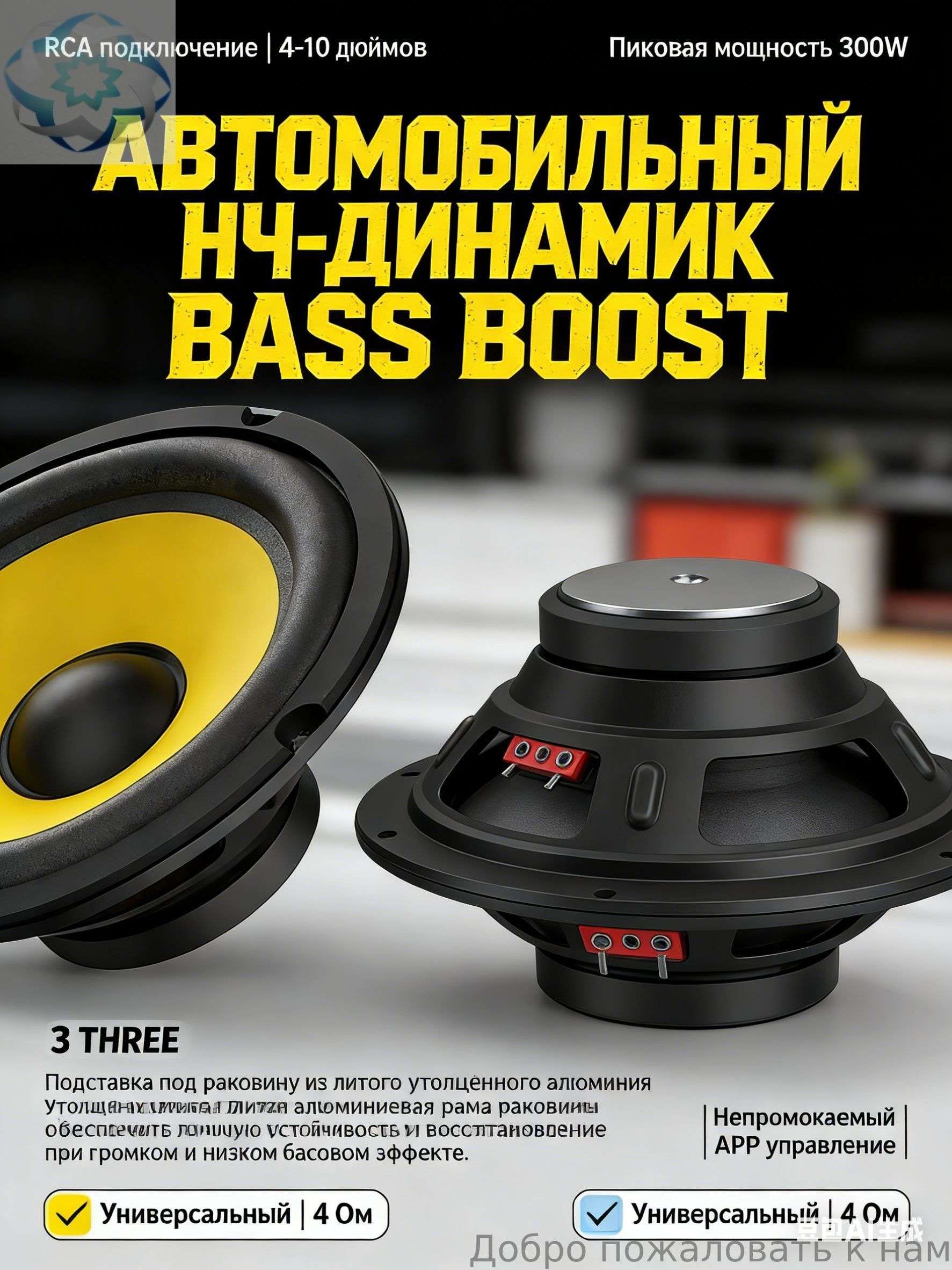 Сабвуферавтомобильный,13см(5дюйм.)