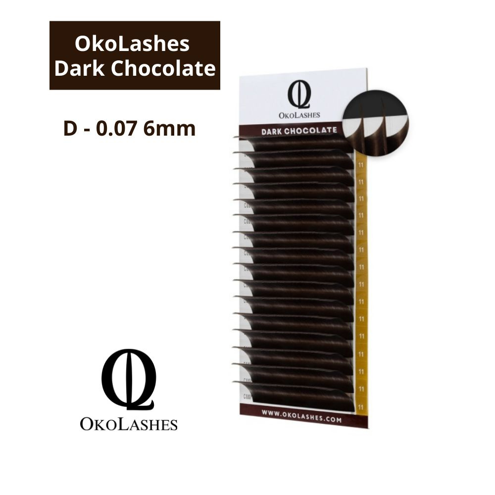 Ресницы OkoLashes Dark Chocolate (горький шоколад/коричневые) D0,07 6мм  #1