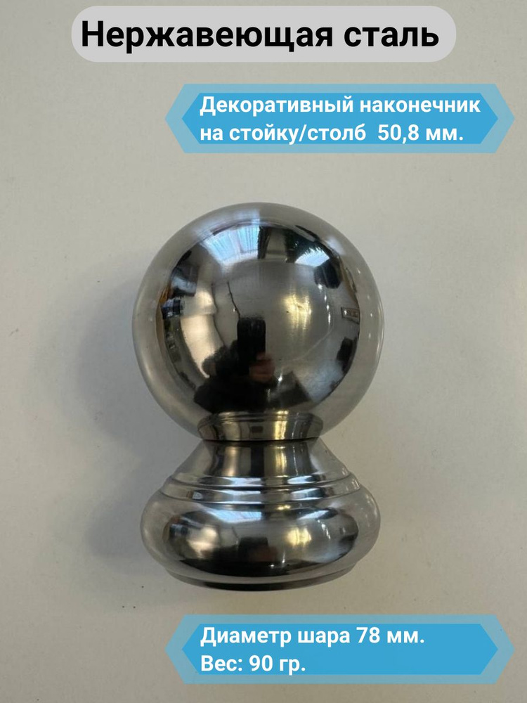 Декоративный шар на столб/стойку диаметр 50,8мм. из нержавеющей стали AISI 304  #1