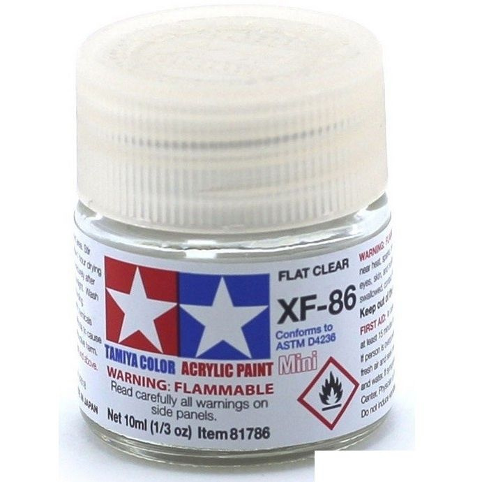 Краска акриловая XF-86 Flat Clear, acrylic paint mini 10 ml. (Матовый Прозрачный бесцветный) Tamiya 81786 #1