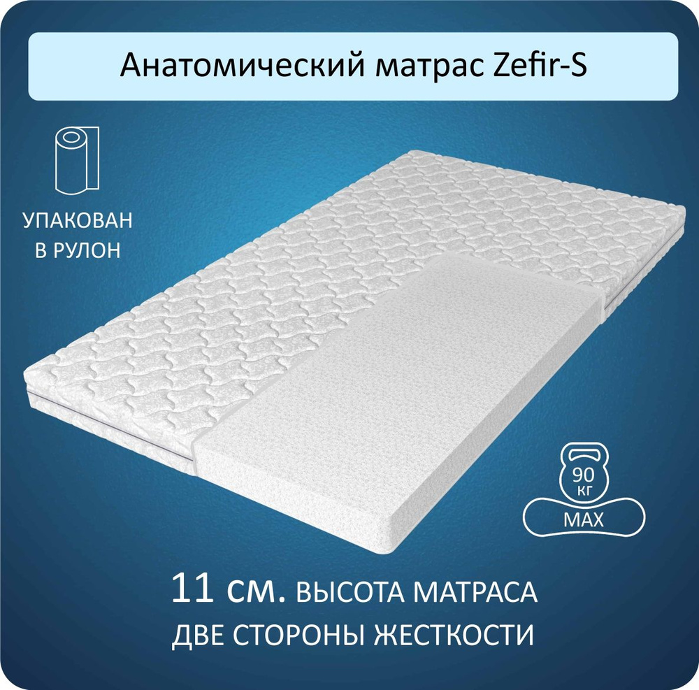 Матрас анатомический беспружинный в рулоне Altezza, Zefir-S, 80Х200, 11см  #1