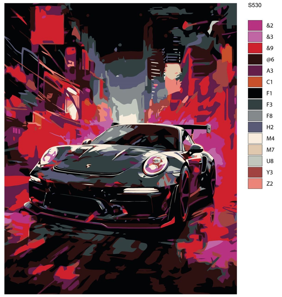 Картина по номерам S530 "Спортивные машины. Porsche (Порше)" 40x50 см  #1
