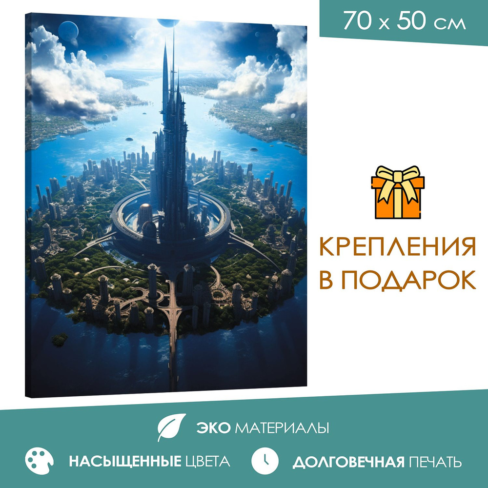 365home Картина "Карта мира: путешествие"", 70  х 50 см #1