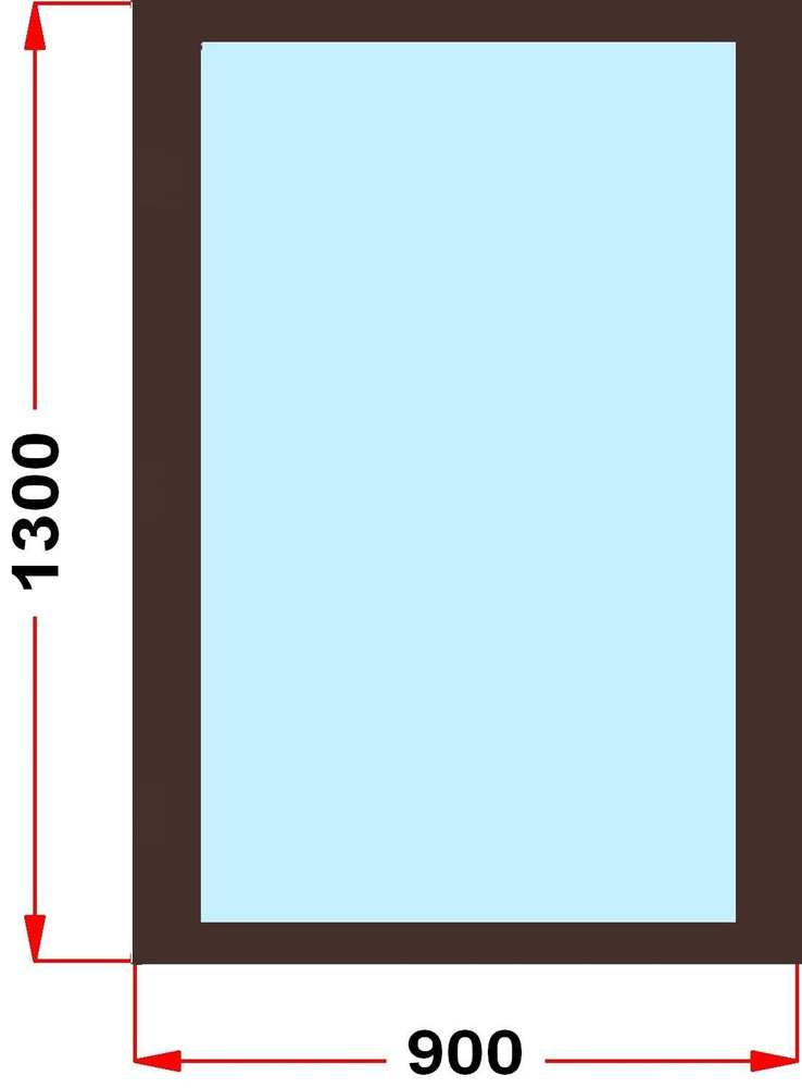 Окно пластиковое, профиль 70 мм (1300 x 900), не открывающееся, стеклопакет 3 стекла, темно-коричневое #1