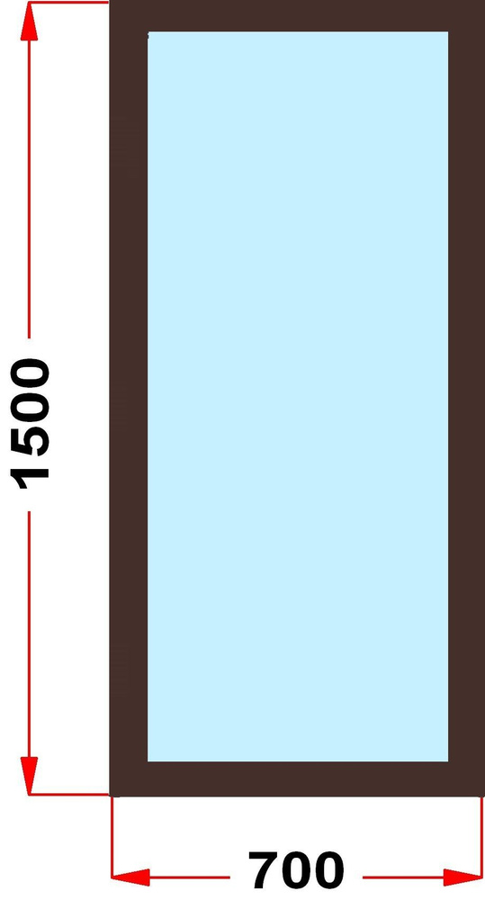 Окно из профиля Grunder 70 мм (1500 x 700), не открывающееся, стеклопакет 3 стекла, темно-коричневое #1