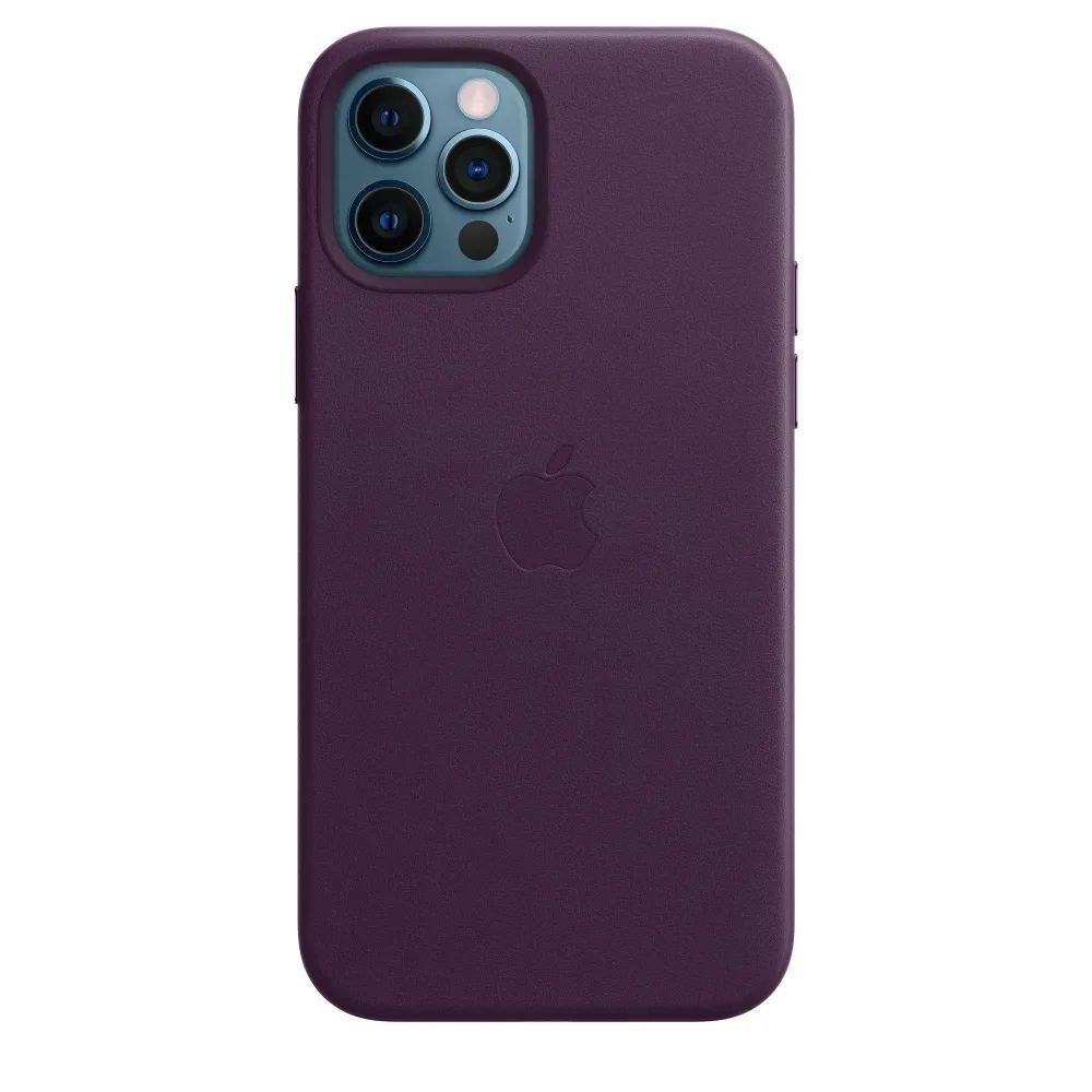 Чехол-накладка для iPhone 12 Pro / Leather Case MagSafe / Deep Violet / Цветная анимация + Защитное стекло #1