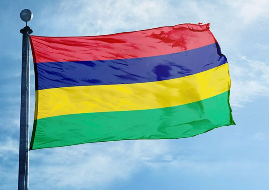 Двусторонний флаг Маврикия 40х60 см на лодку, катер или яхту с люверсами  #1