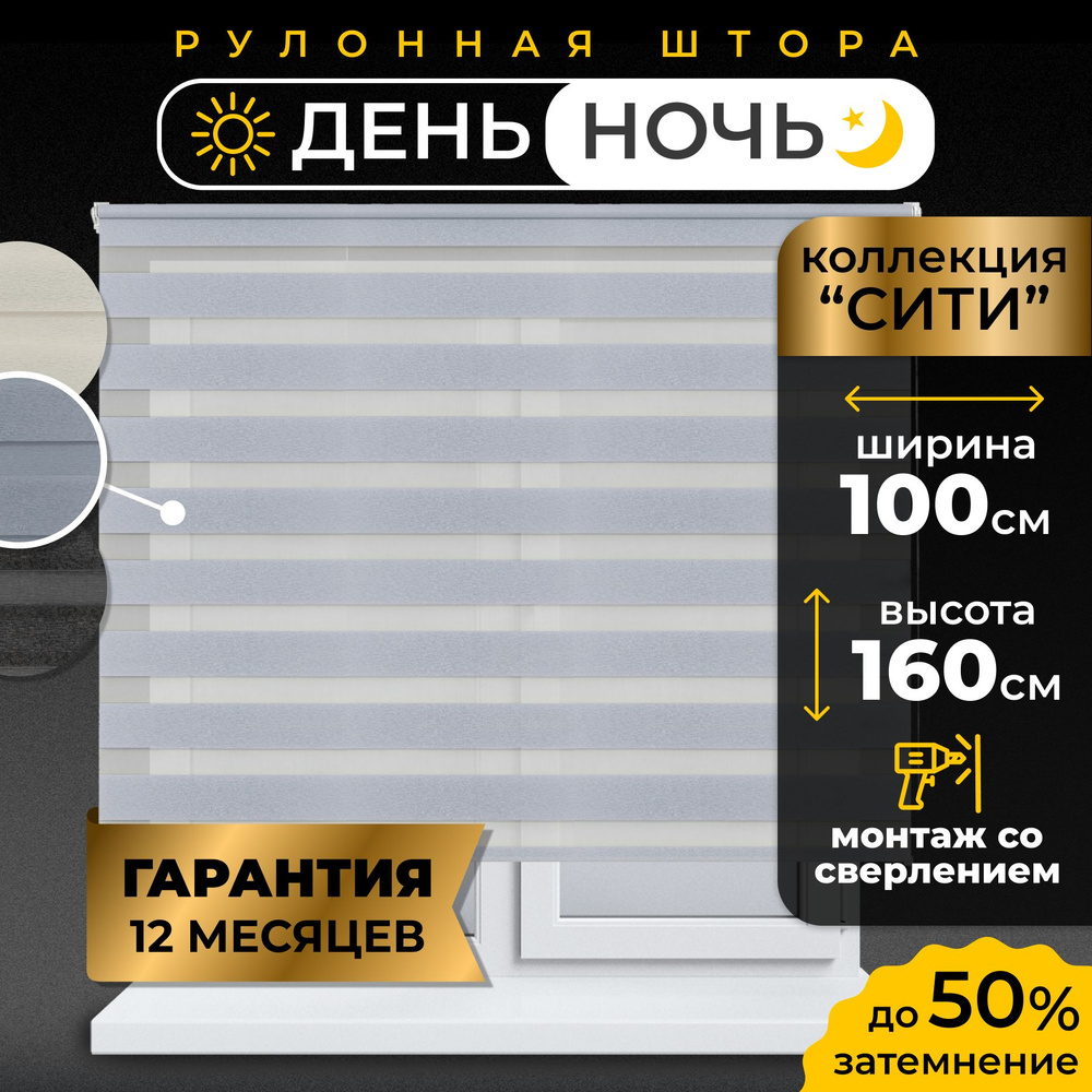 Рулонные шторы LmDecor день-ночь 100 х 160 см, жалюзи на окна 100 ширина, рольшторы  #1