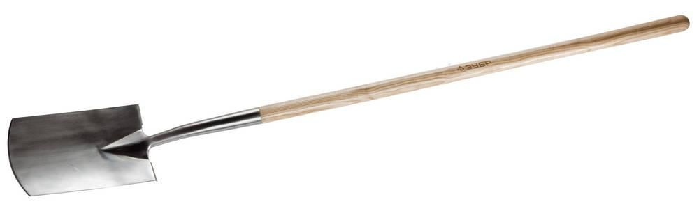 Лопата ЗУБР 290 х 180 х 1470 мм, полотно 2 мм, нержавеющая сталь, закалено, дерев. лакир. черенок высш. #1