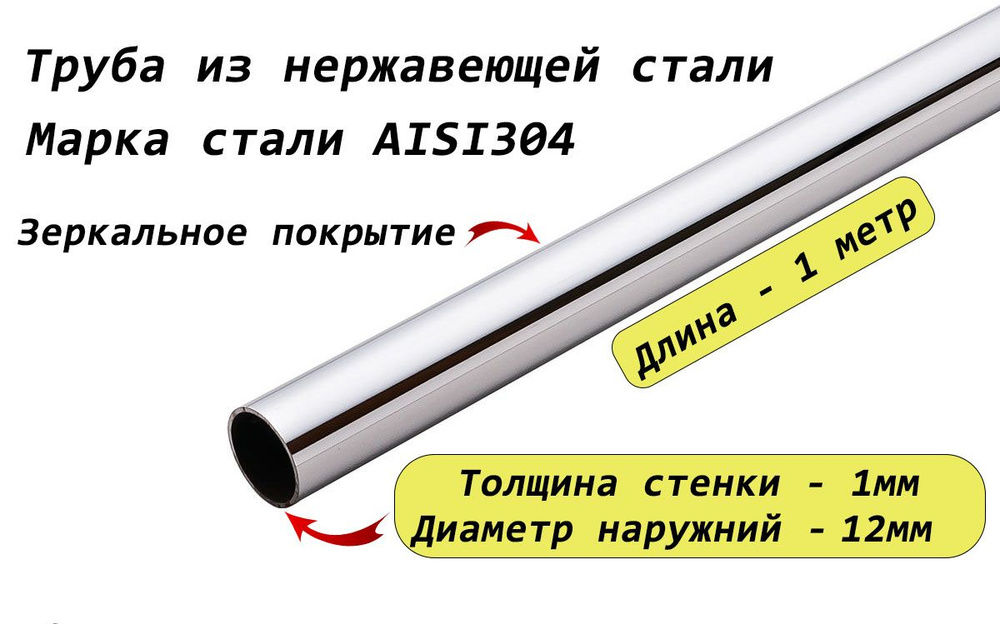 Труба круглая 12х1мм из нержавеющей стали AISI304 - 1 метр #1