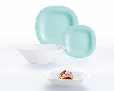 Столовый сервиз LUMINARC Carine Light Turquoise Mix бело-голубой 19 предметов 6 персон  #1