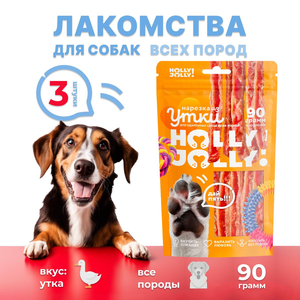 Holly Jolly! Лакомство для собак всех пород Нарезка из утки 90гр*3шт  #1