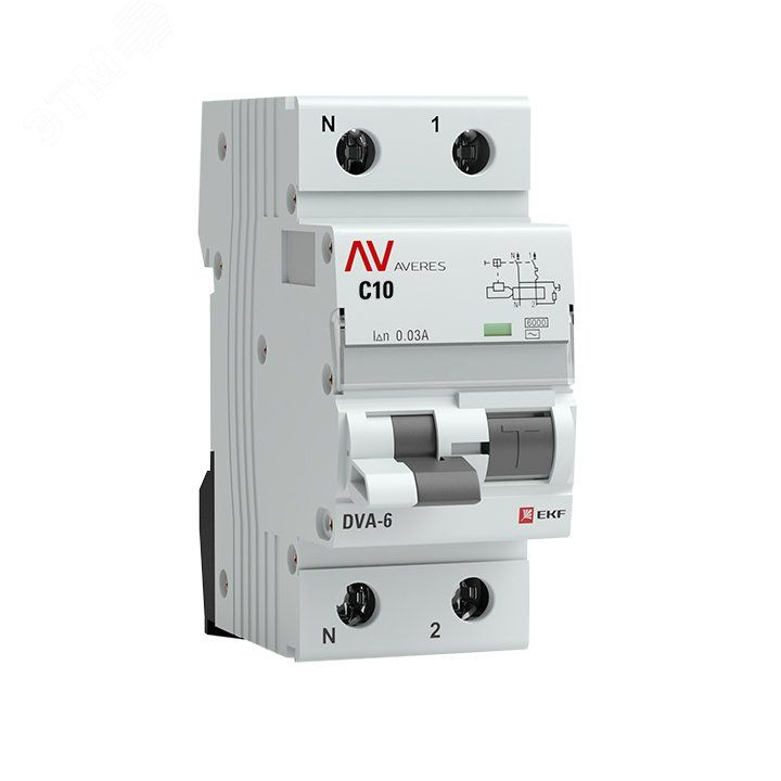 Дифференциальный автомат 1П+N 10А 30мА EKF характеристика C тип AC 6кА DVA-6 AVERES - 3 шт  #1