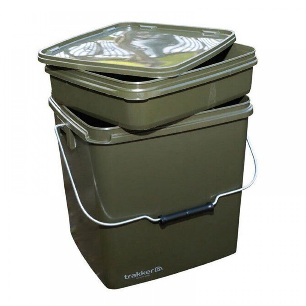 Ведро с крышкой и дополнительным контейнером Trakker Olive Square Container 13 л 28х27х24 см / ведро #1