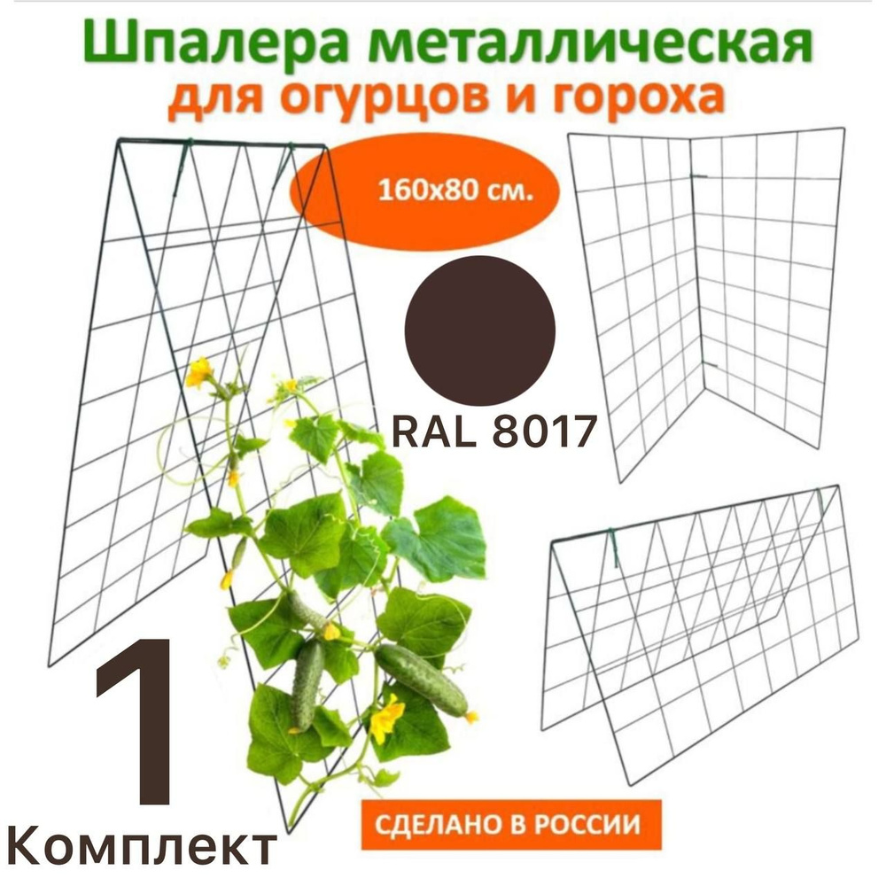 Шпалера Домик двойная, 1.6м * 0.8м опора садовая из металла для вьющихся растений, овощей, огурцов, гороха #1