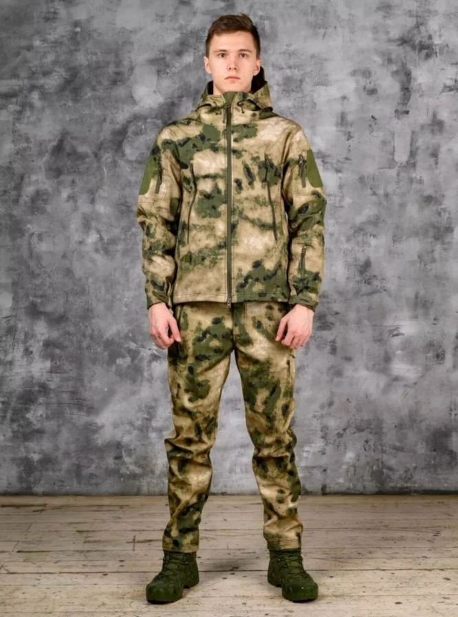 Тактический костюм SoftShell демисезонный мох L/ Непромокаемый костюм/ Военный костюм/ Туристический #1